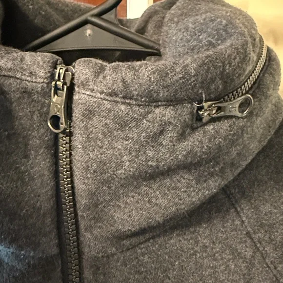 Lululemon &go Destination Full Zip Hoodie Sz 4 Heathered Black Grey Fleece Slim - Picture 5 of 12